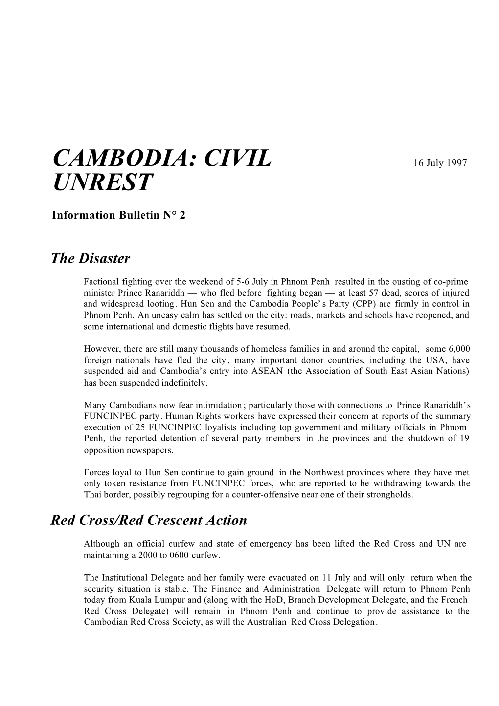 Cambodia Civil Unrest