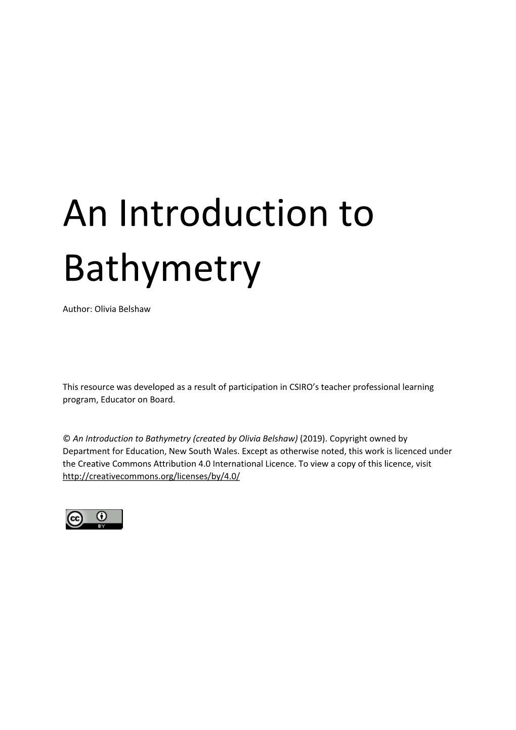 An Introduction to Bathymetry