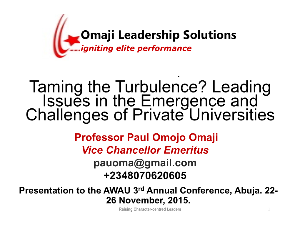 Leading Issues in the Emergence and Challenges of Private Universities