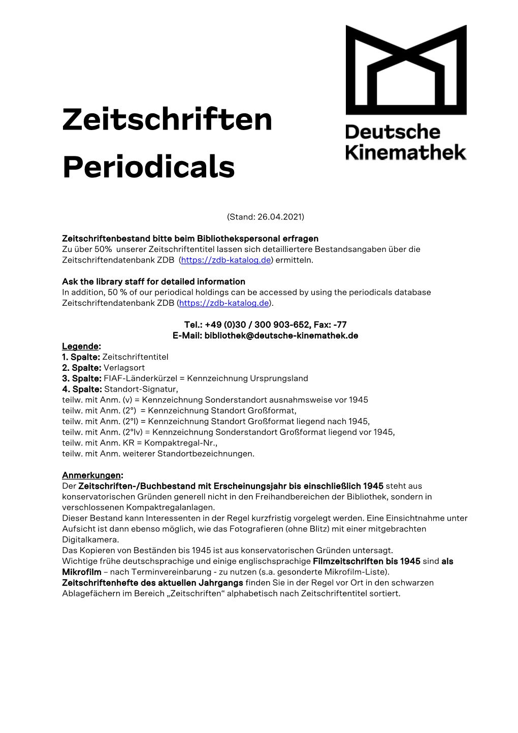 Zeitschriften Periodicals