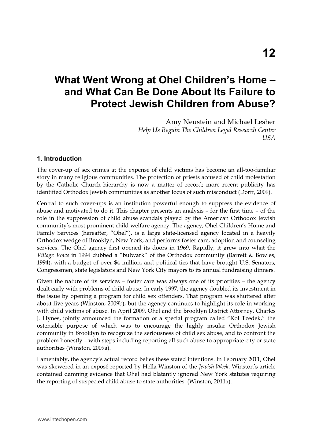 What Went Wrong at Ohel Children's Home - and What Can Be Done About Its Failure to Protect Jewish Children from Abuse?, Sexual Abuse - Breaking the Silence, Dr
