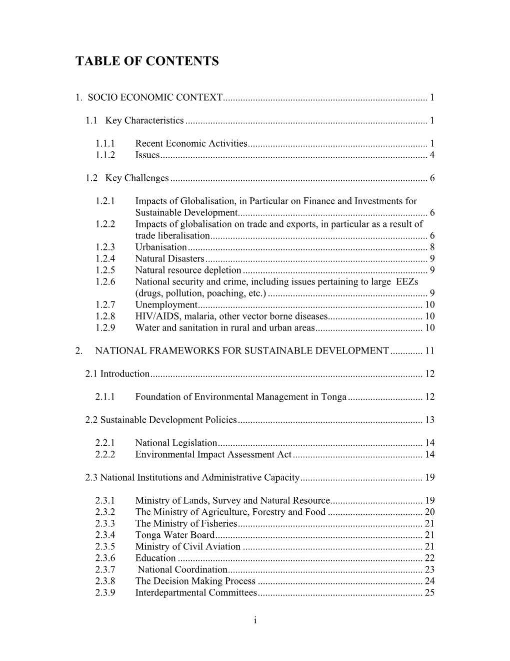 Table of Contents