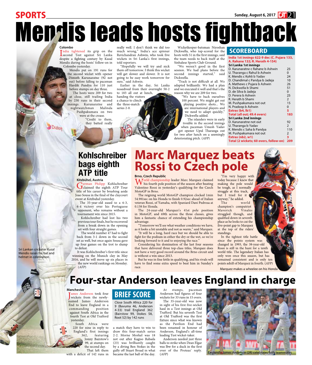 Mendis Leads Hosts Fightback