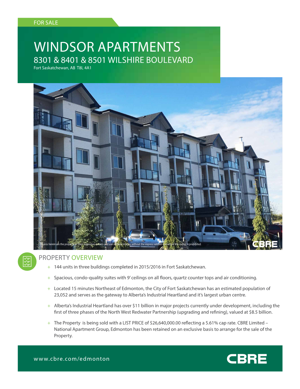 WINDSOR APARTMENTS 8301 & 8401 & 8501 WILSHIRE BOULEVARD Fort Saskatchewan, AB T8L 4A1