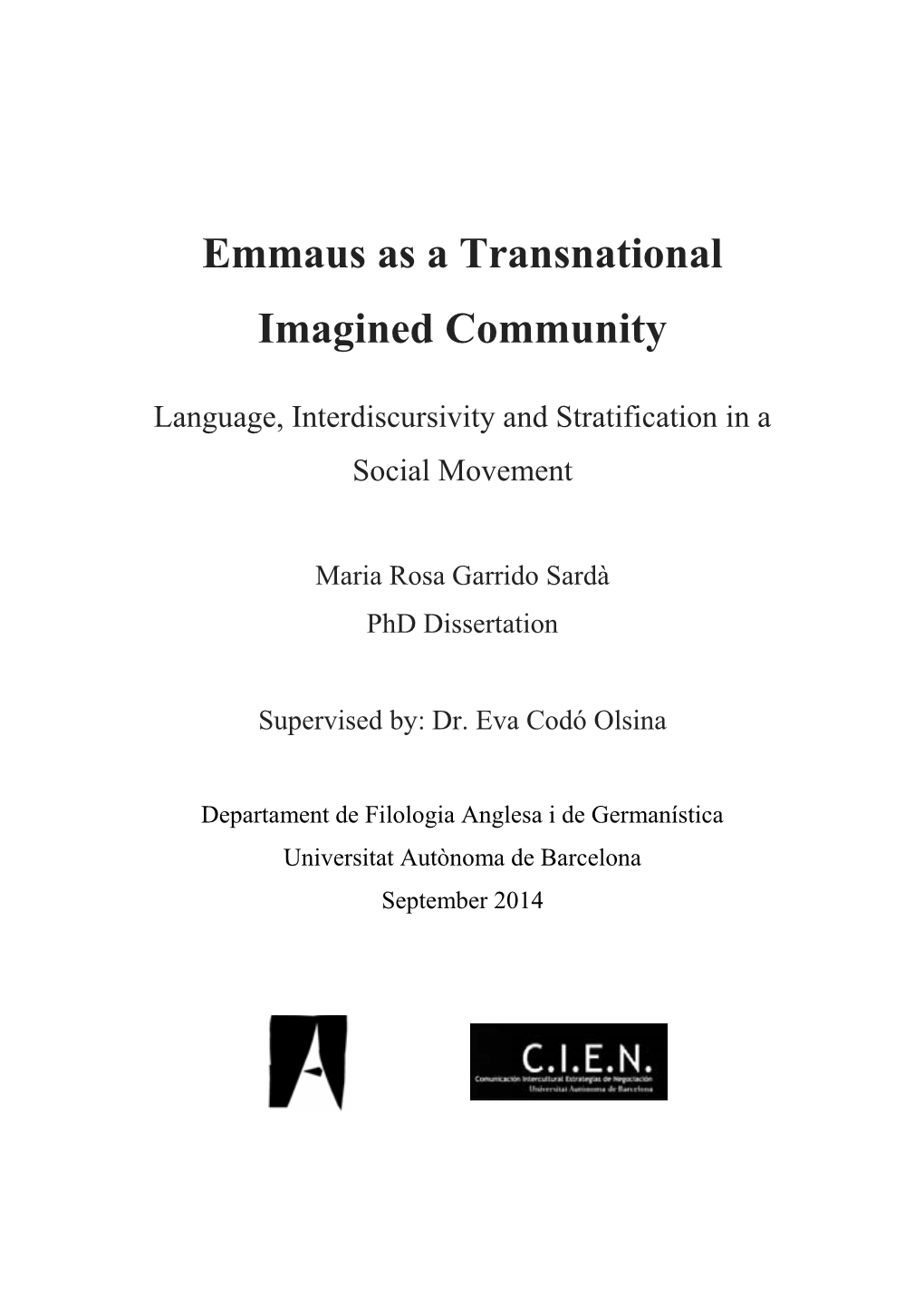 Emmaus As a Transnational Imagined Community