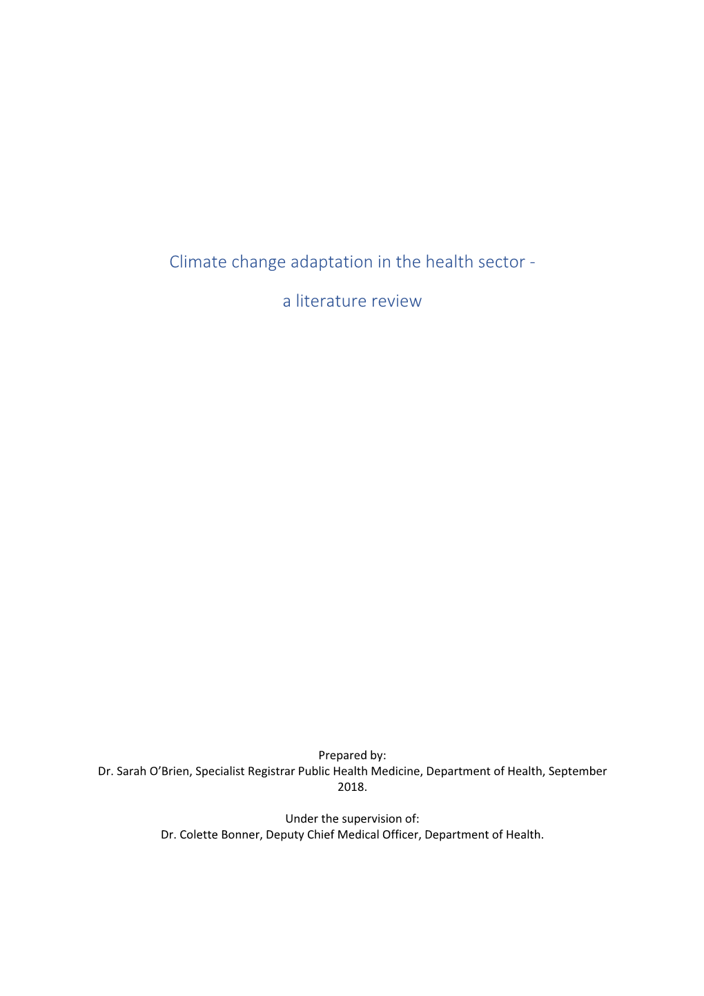 Climate Change Adaptation in the Health Sector