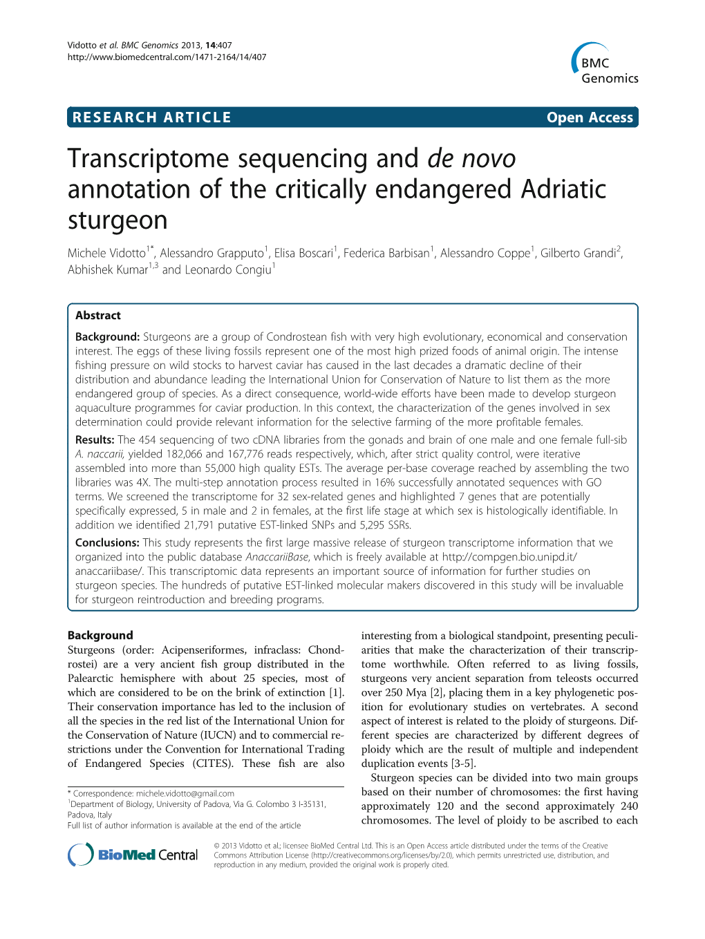 Transcriptome Sequencing and De Novo Annotation of the Critically