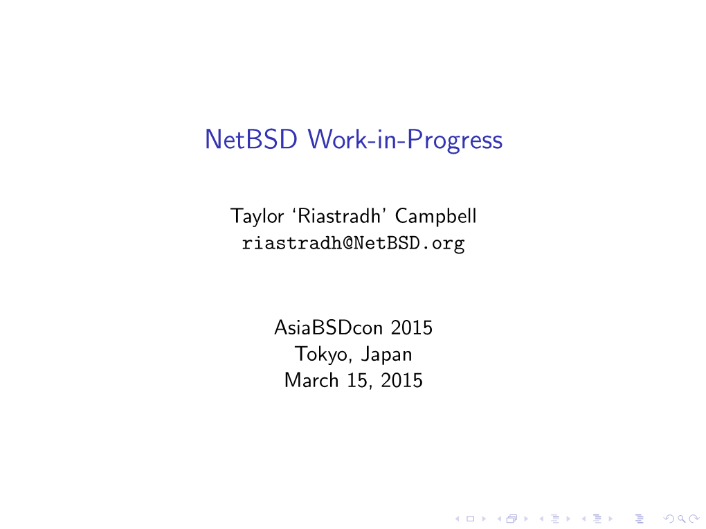 Netbsd Work-In-Progress