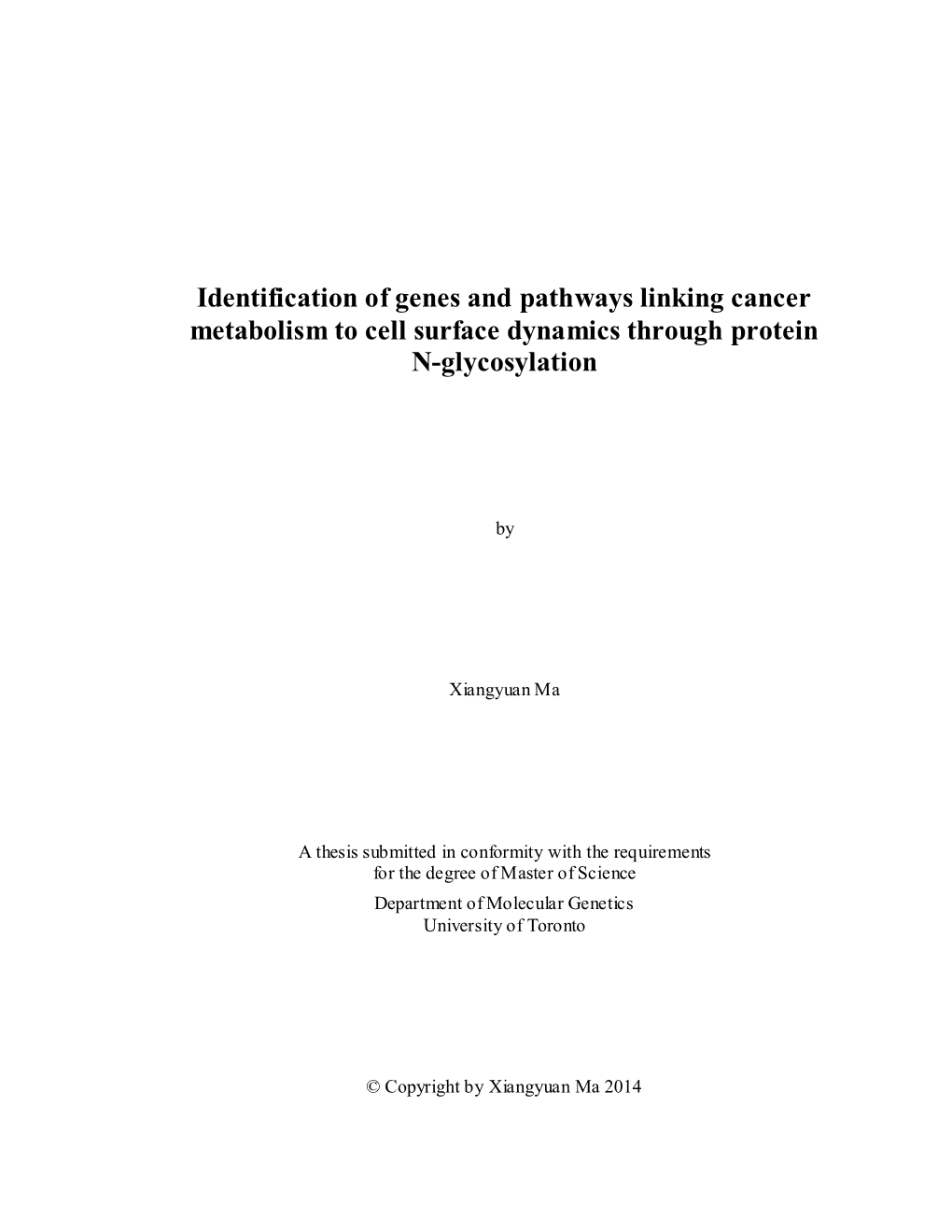 Identification of Genes and Pathways Linking Cancer Metabolism to Cell Surface Dynamics Through Protein N-Glycosylation