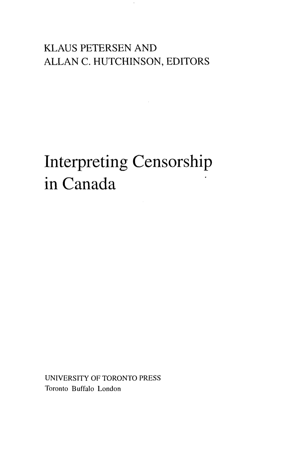 Interpreting Censorship in Canada