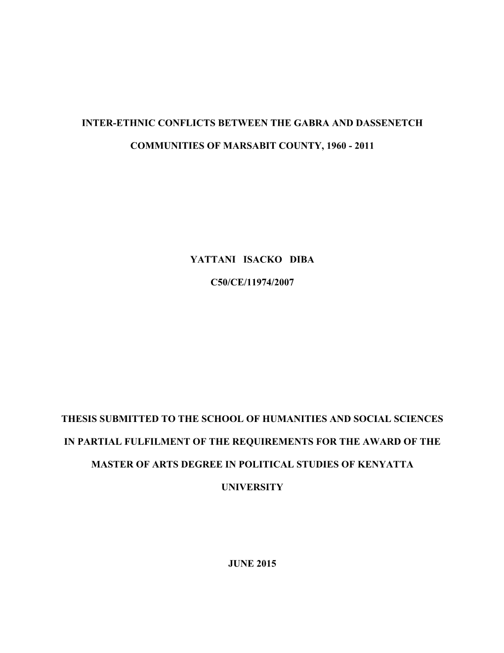 Inter-Ethnic Conflicts Between the Gabra and Dassenetch