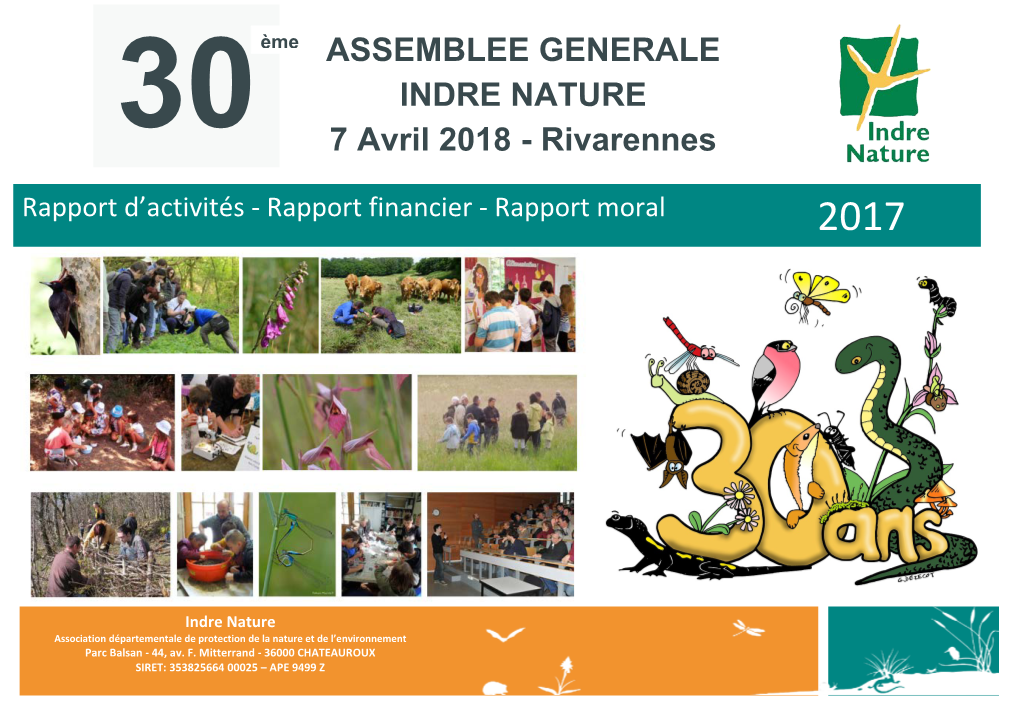 30 ASSEMBLEE GENERALE INDRE NATURE 7 Avril 2018
