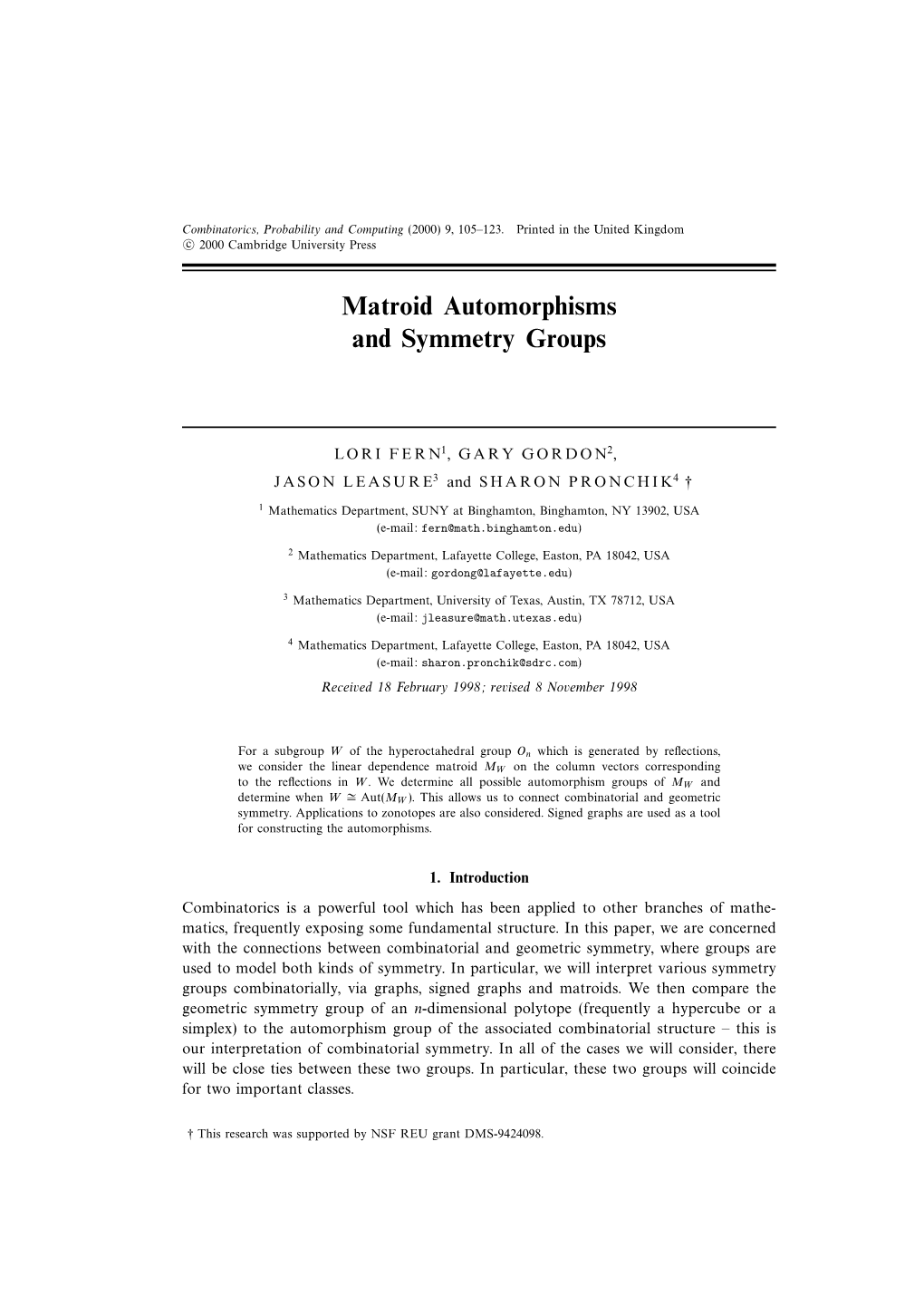 Matroid Automorphisms and Symmetry Groups