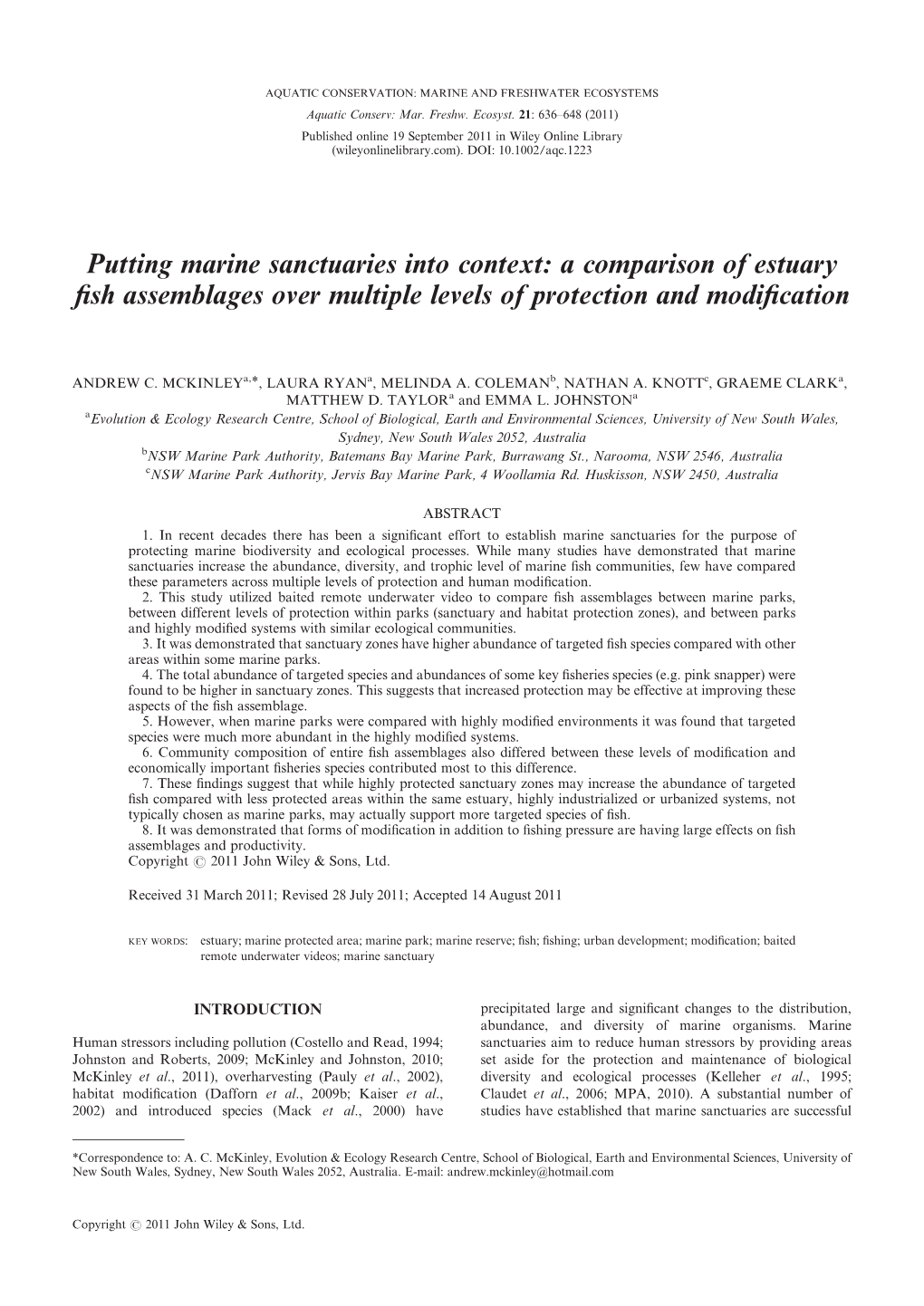 A Comparison of Estuary Fish Assemblages Over Multiple Levels Of