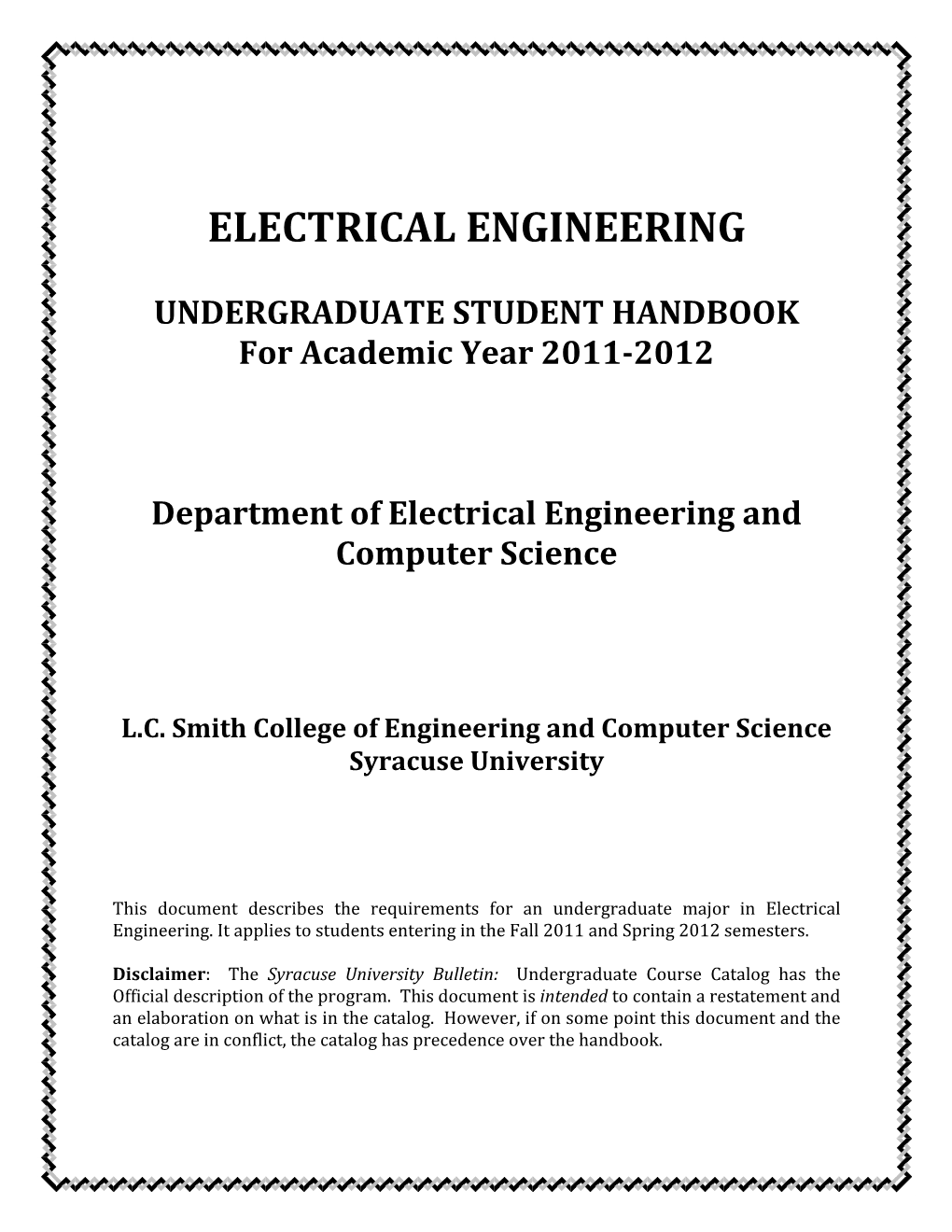 Electrical Engineering Undergraduate Student Handbook