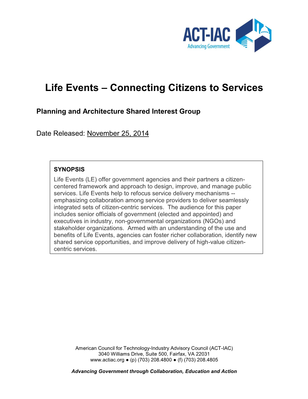 Life Events – Connecting Citizens to Services