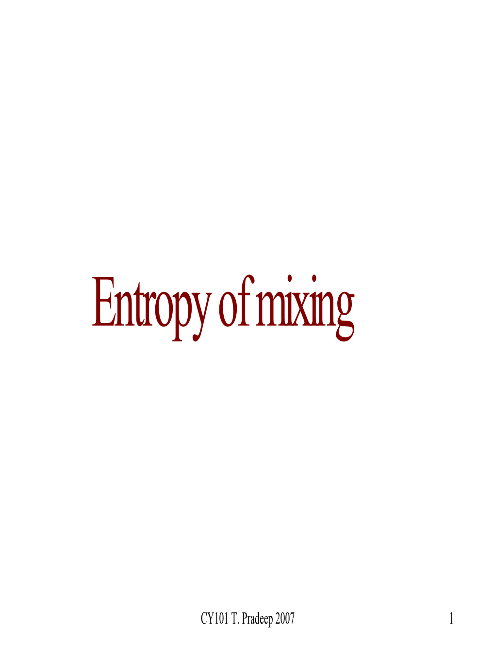 Entropy of Mixing