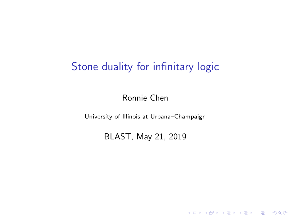 Stone Duality for Infinitary Logic