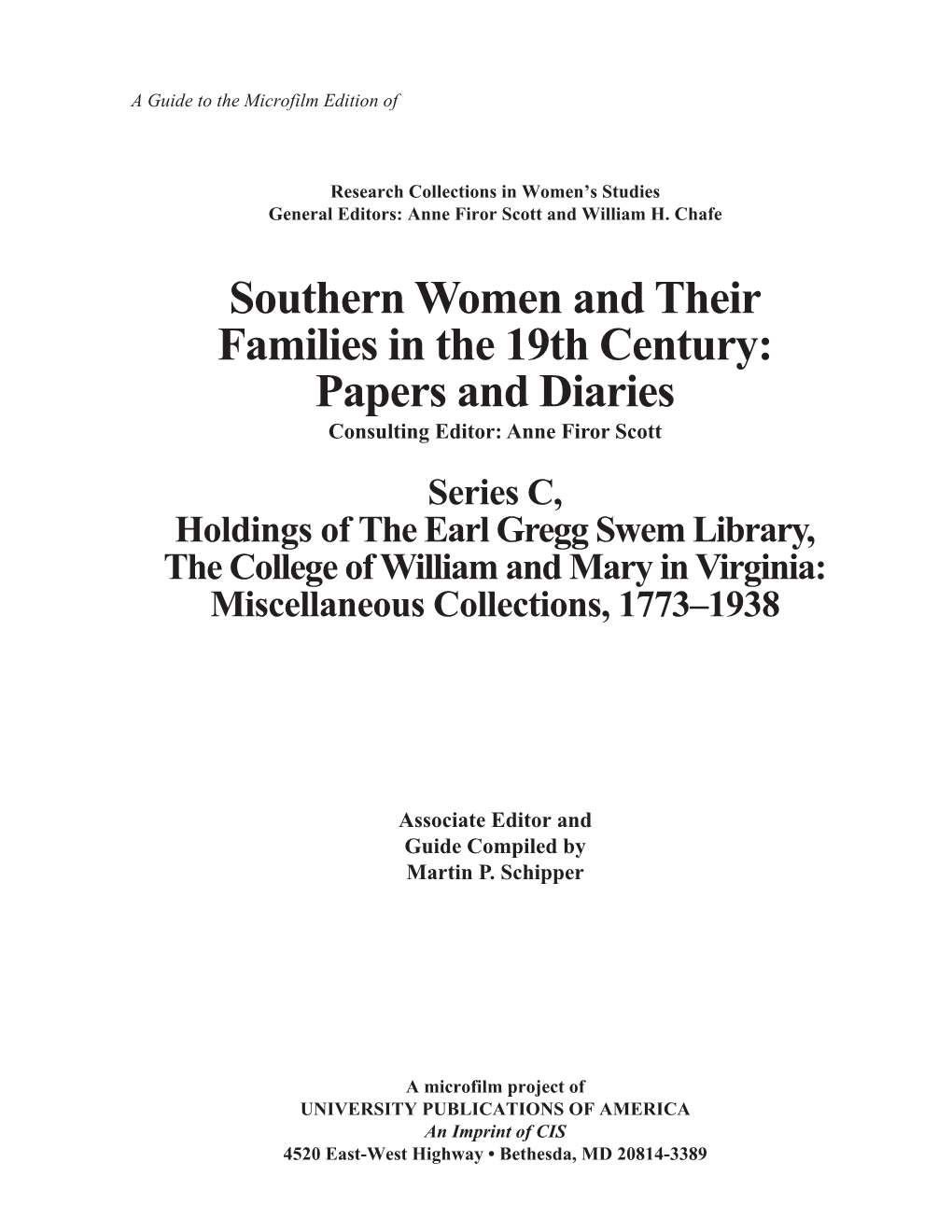 Southern Women and Their Families in the 19Th Century