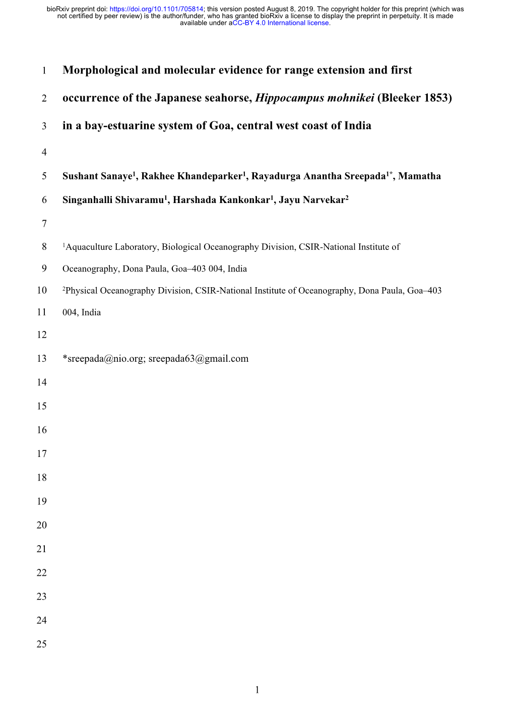 Morphological and Molecular Evidence for Range Extension and First