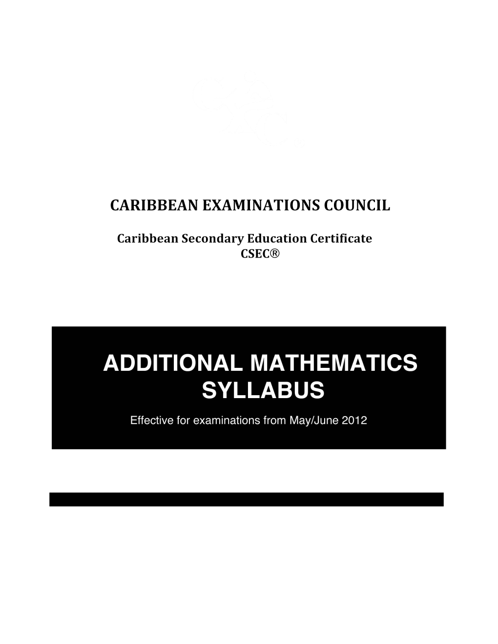 Additional Mathematics Syllabus