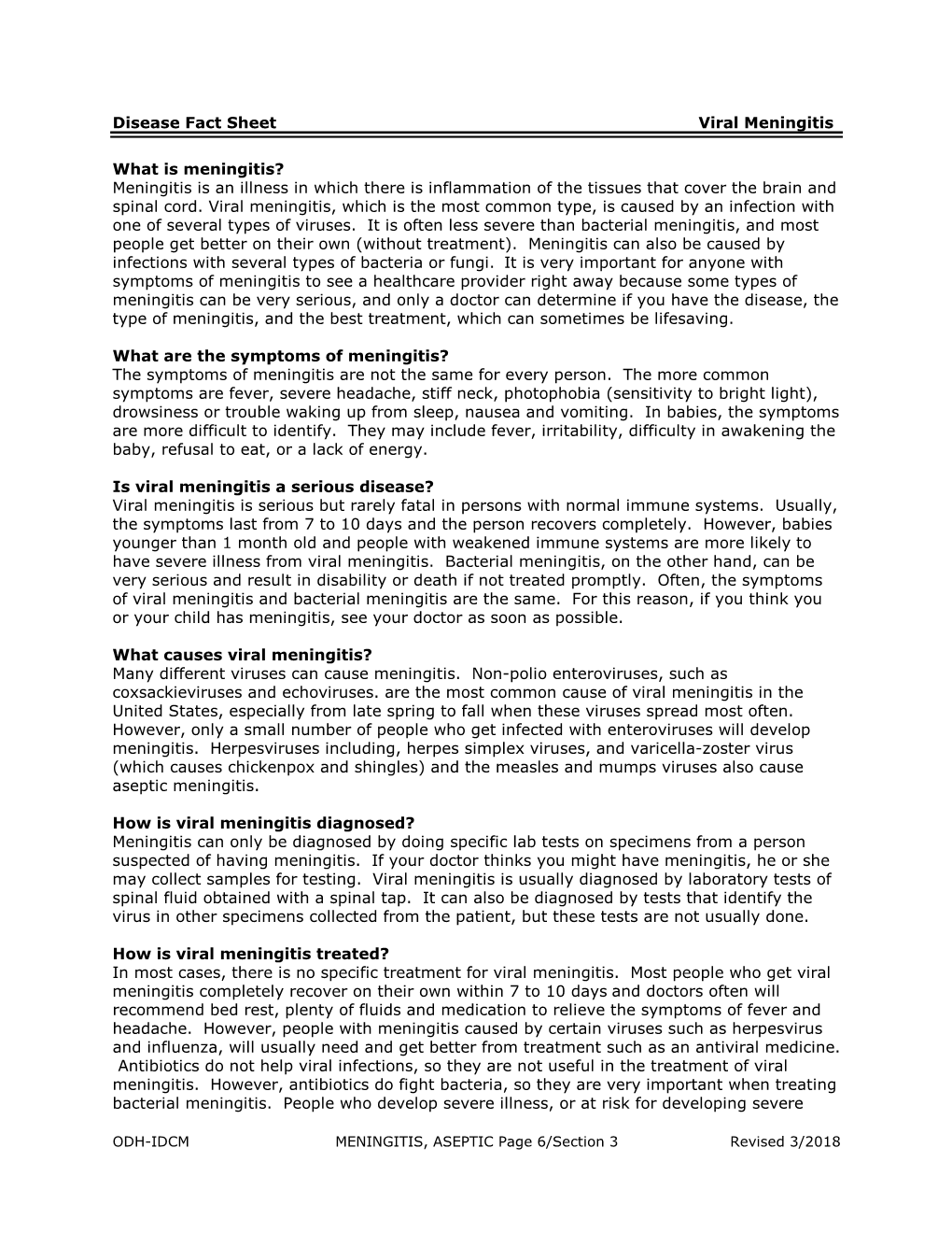 IDCM Section 3: Meningitis, Aseptic