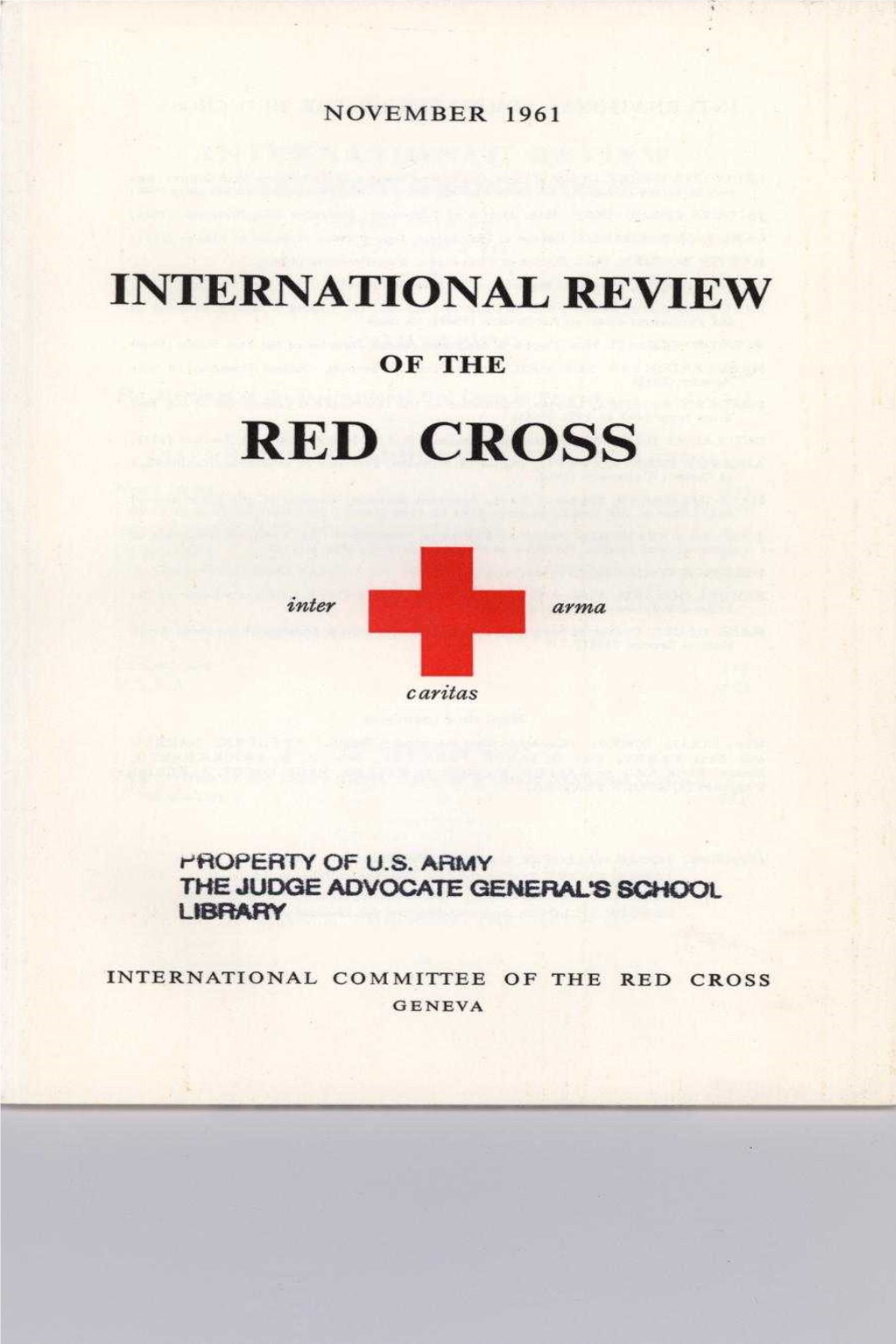 International Review of the Red Cross, November 1961, First Year