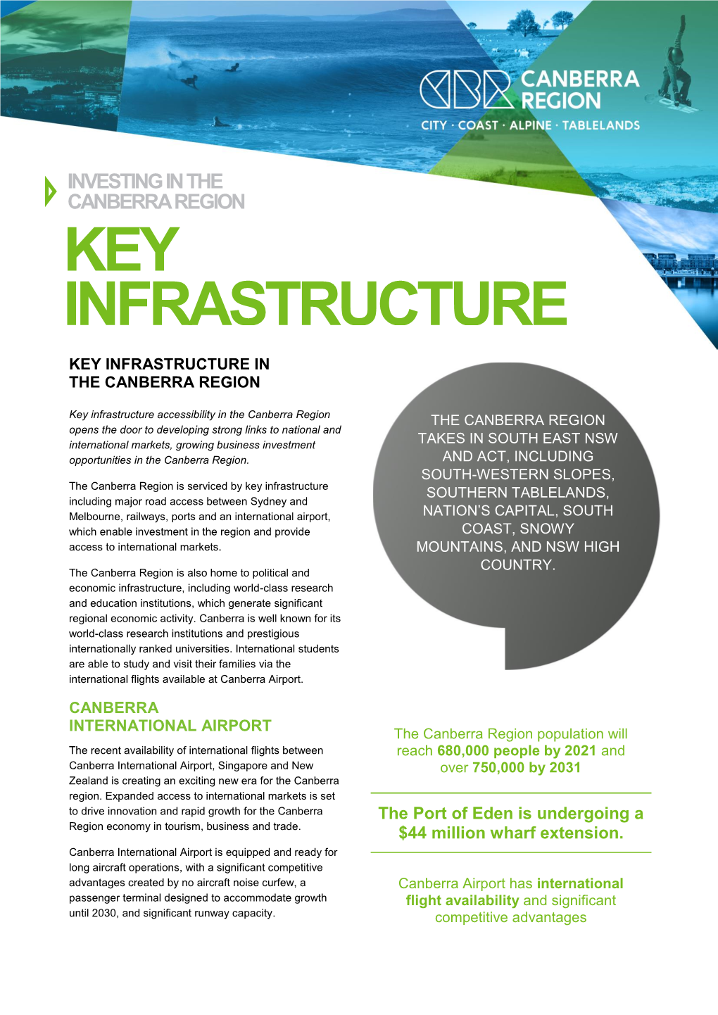 Investing in the Canberra Region Key Infrastructure