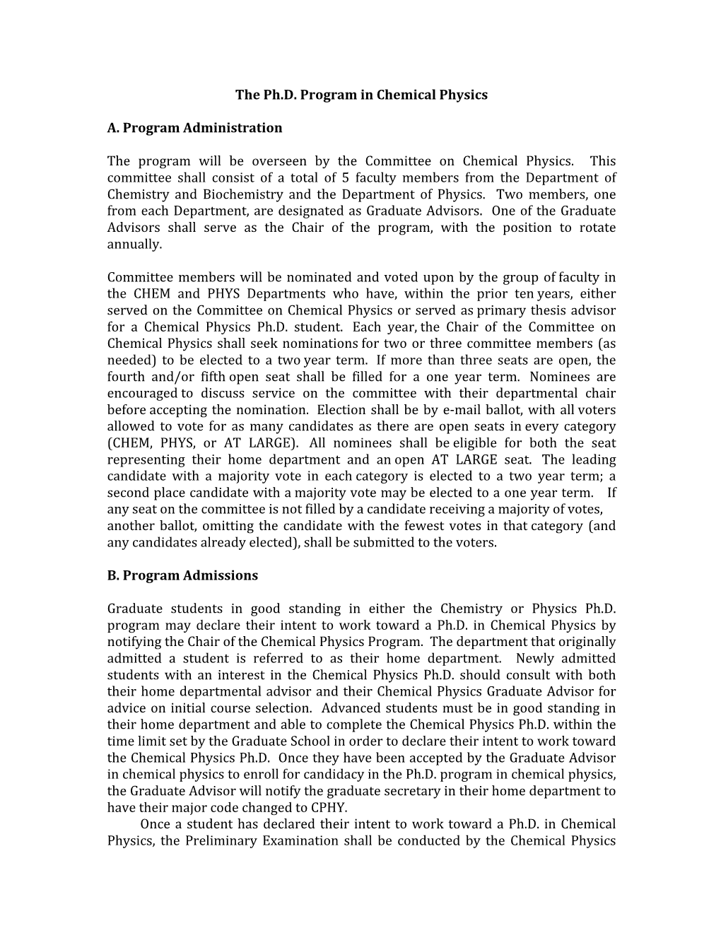 Chemical Physics Rules