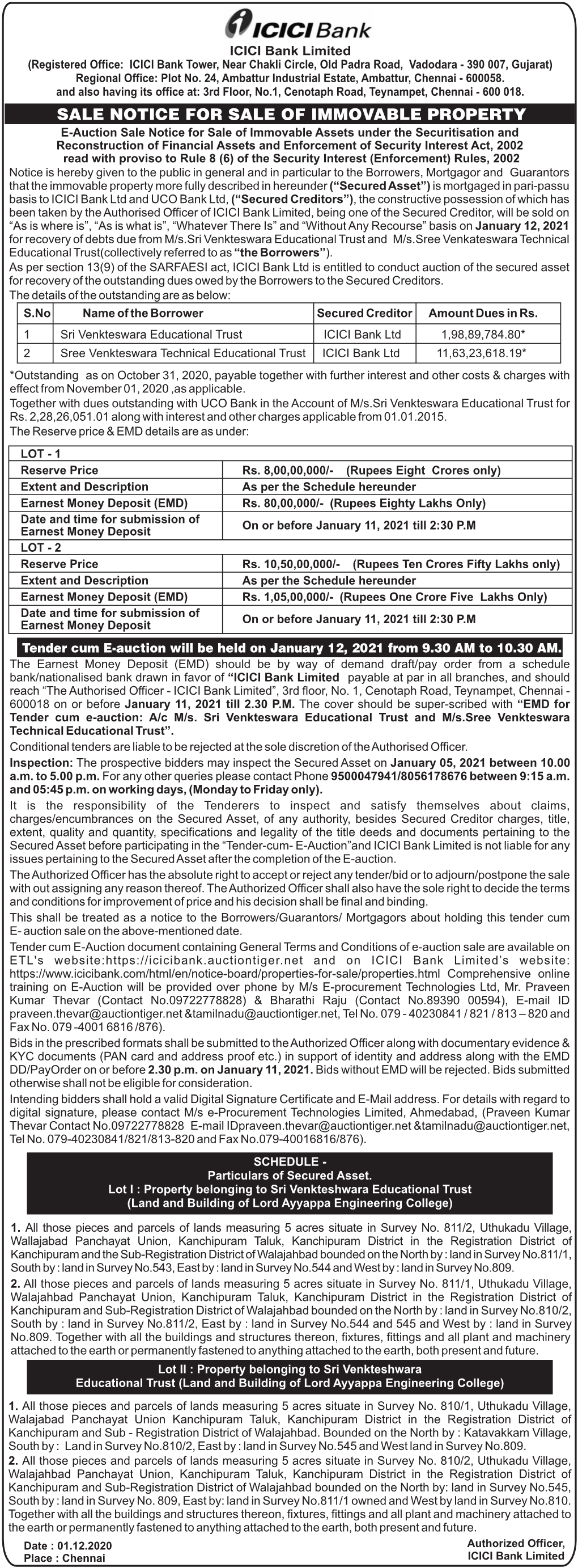 Sri Venkateshwara Edu.Trust 30.11.2020