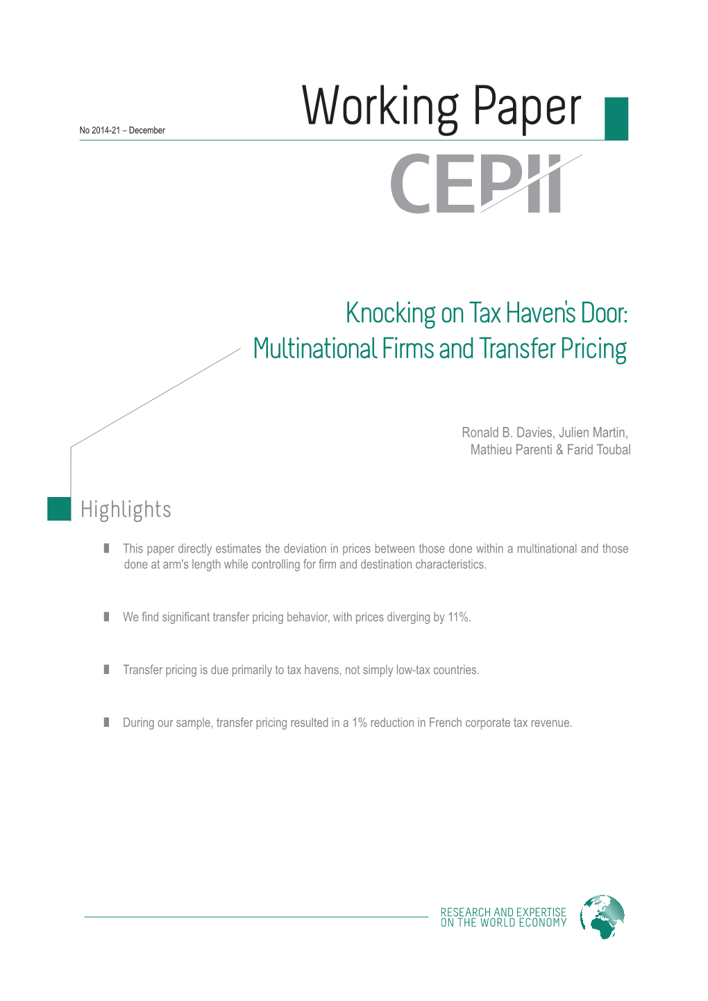 Knocking on Tax Haven's Door: Multinational Firms and Transfer Pricing