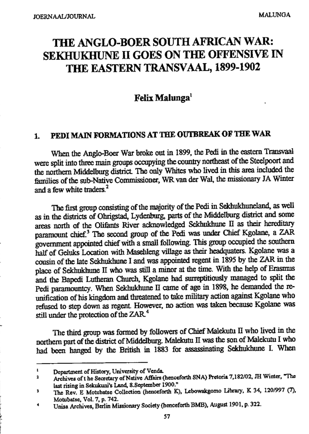 Sekhukhune Ii Goes on the Offensive in the Eastern Transvaal, 1899-1902