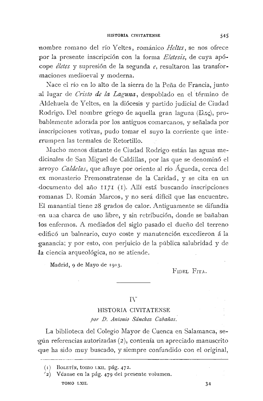 Historia Civitatense, Por Antonio Sánchez Cabañas / José Gómez