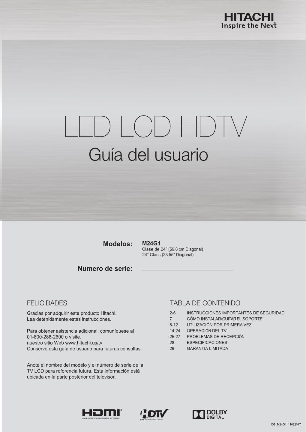 LED LCD HDTV Guía Del Usuario