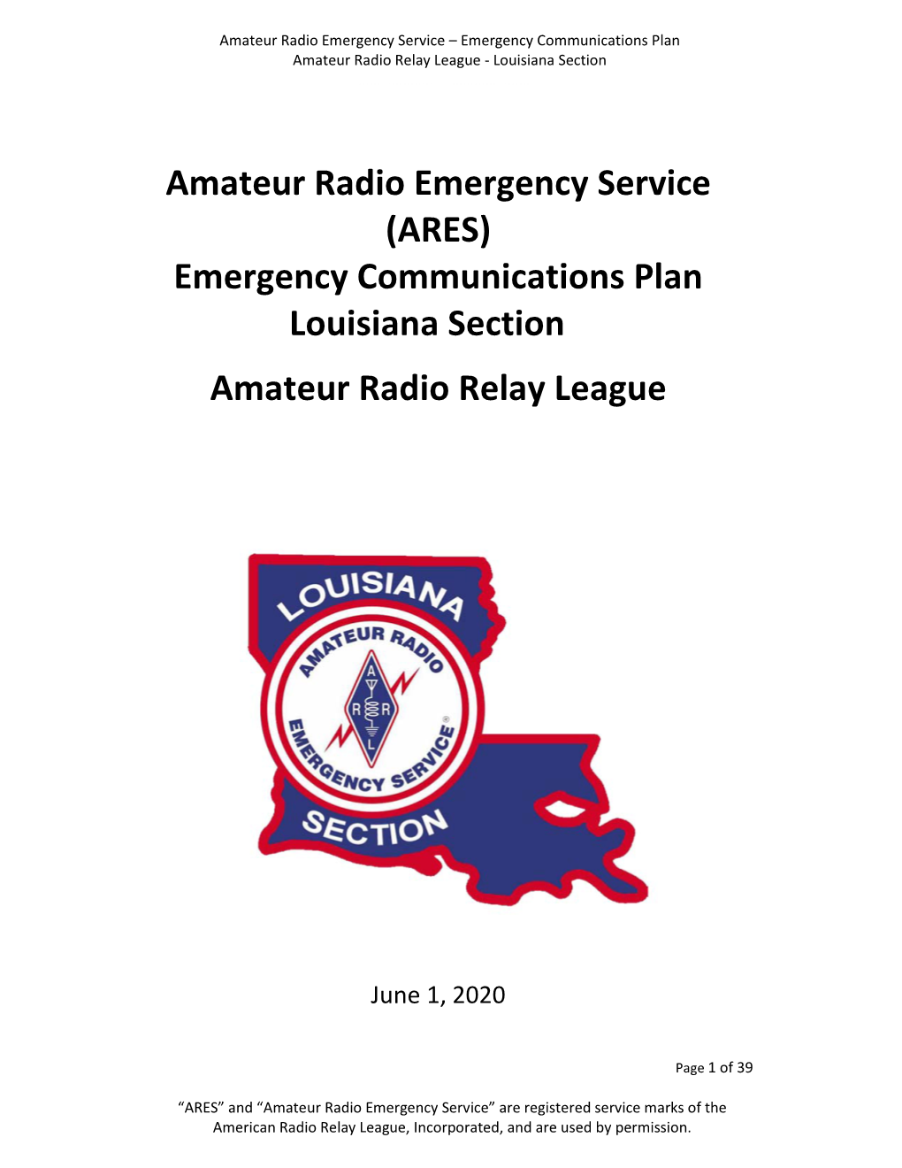 ARES) Emergency Communications Plan Louisiana Section