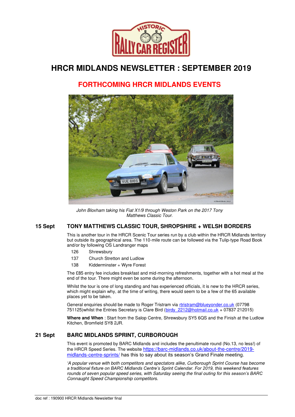 Hrcr Midlands Area