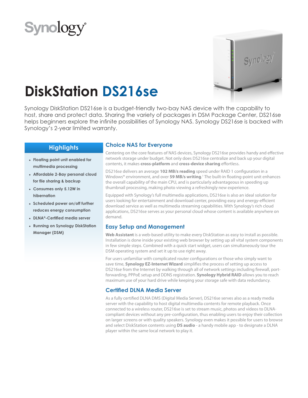 Diskstation Ds216se