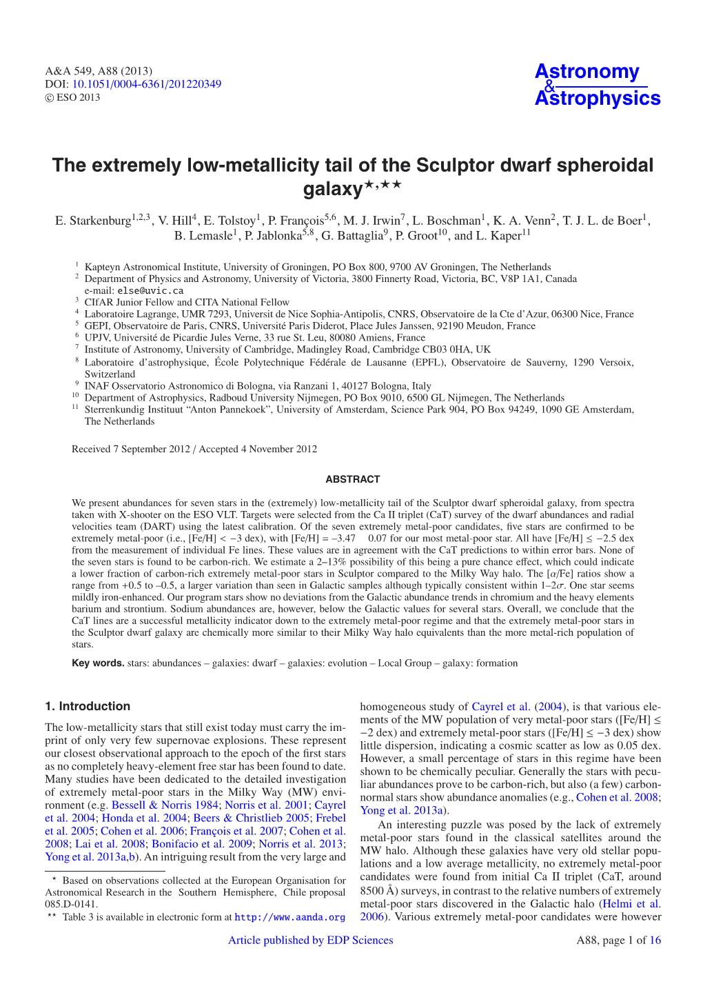 The Extremely Low-Metallicity Tail of the Sculptor Dwarf Spheroidal Galaxy�,