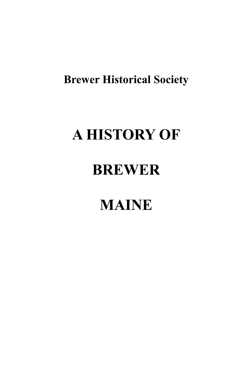 A History of Brewer Maine