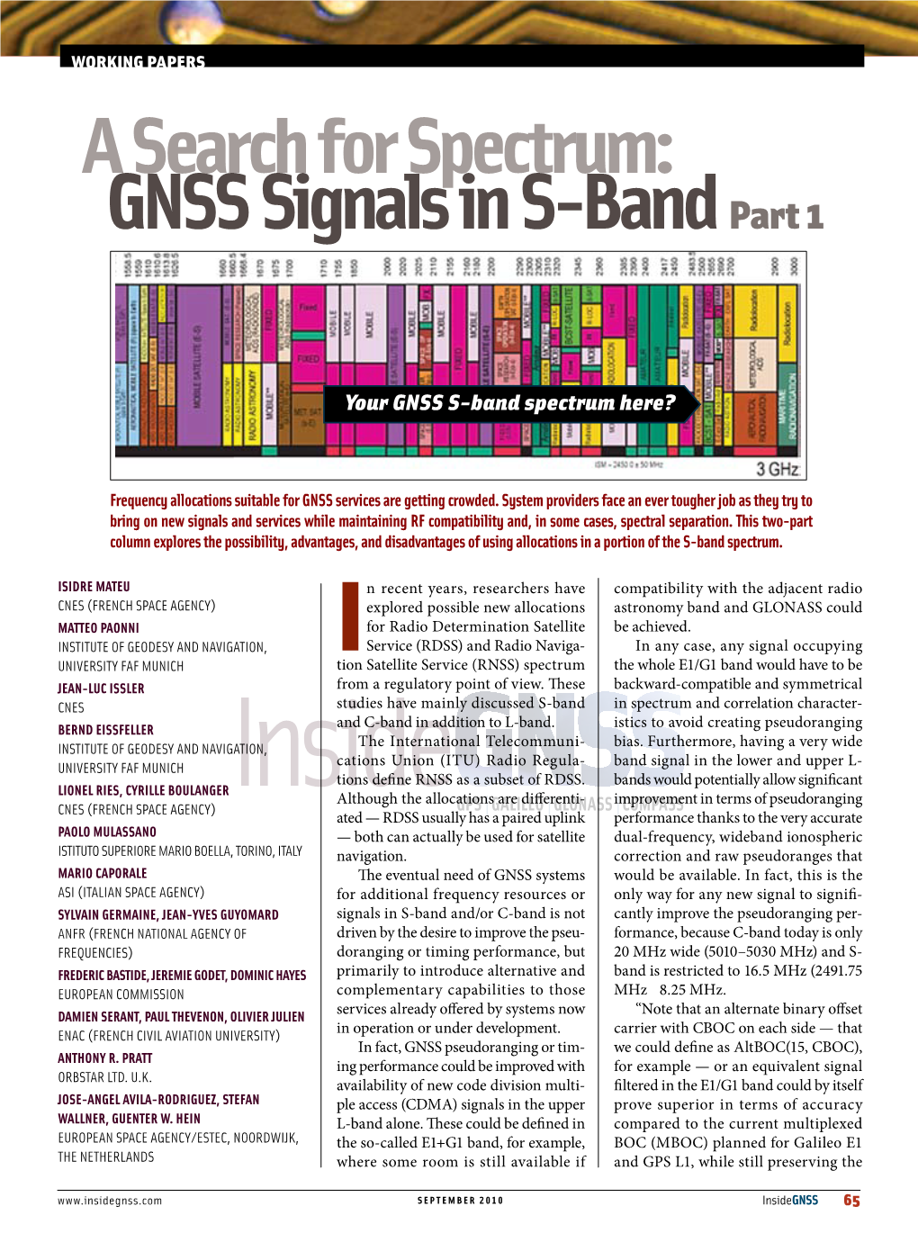 A Search for Spectrum: Gnss Signals in S-Bandpart 1
