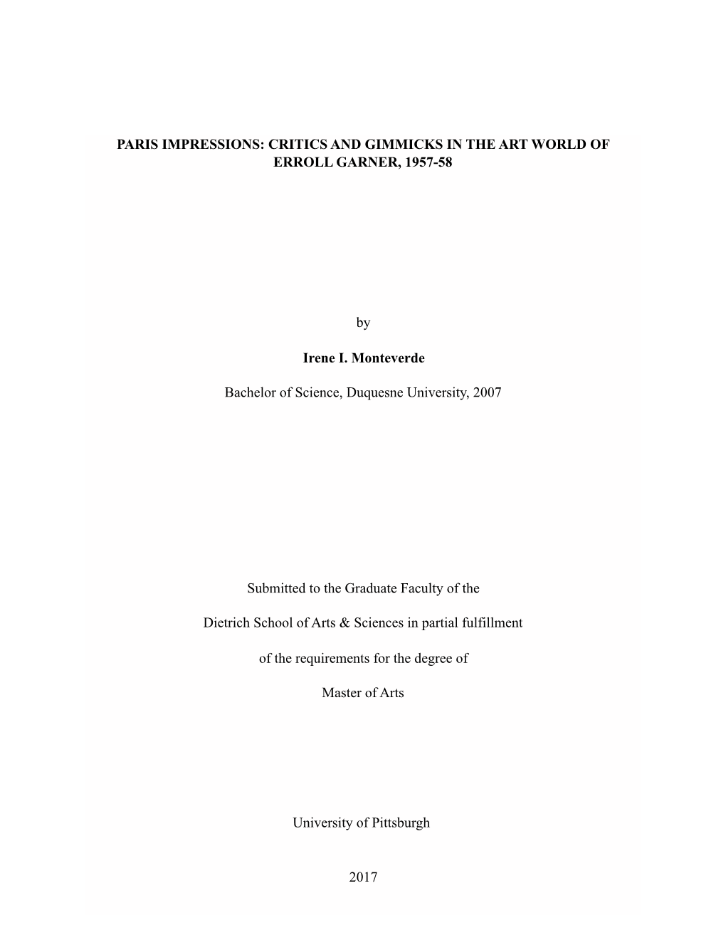 Monteverde Thesis