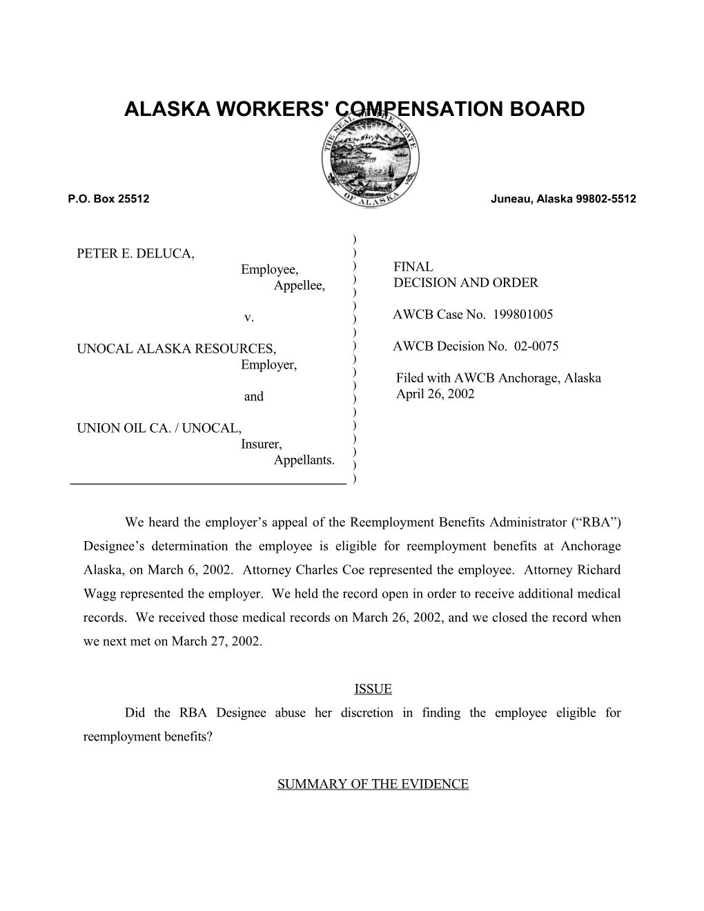 Alaska Workers' Compensation Board s23