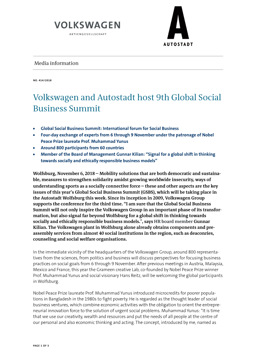 Volkswagen and Autostadt Host 9Th Global Social Business Summit