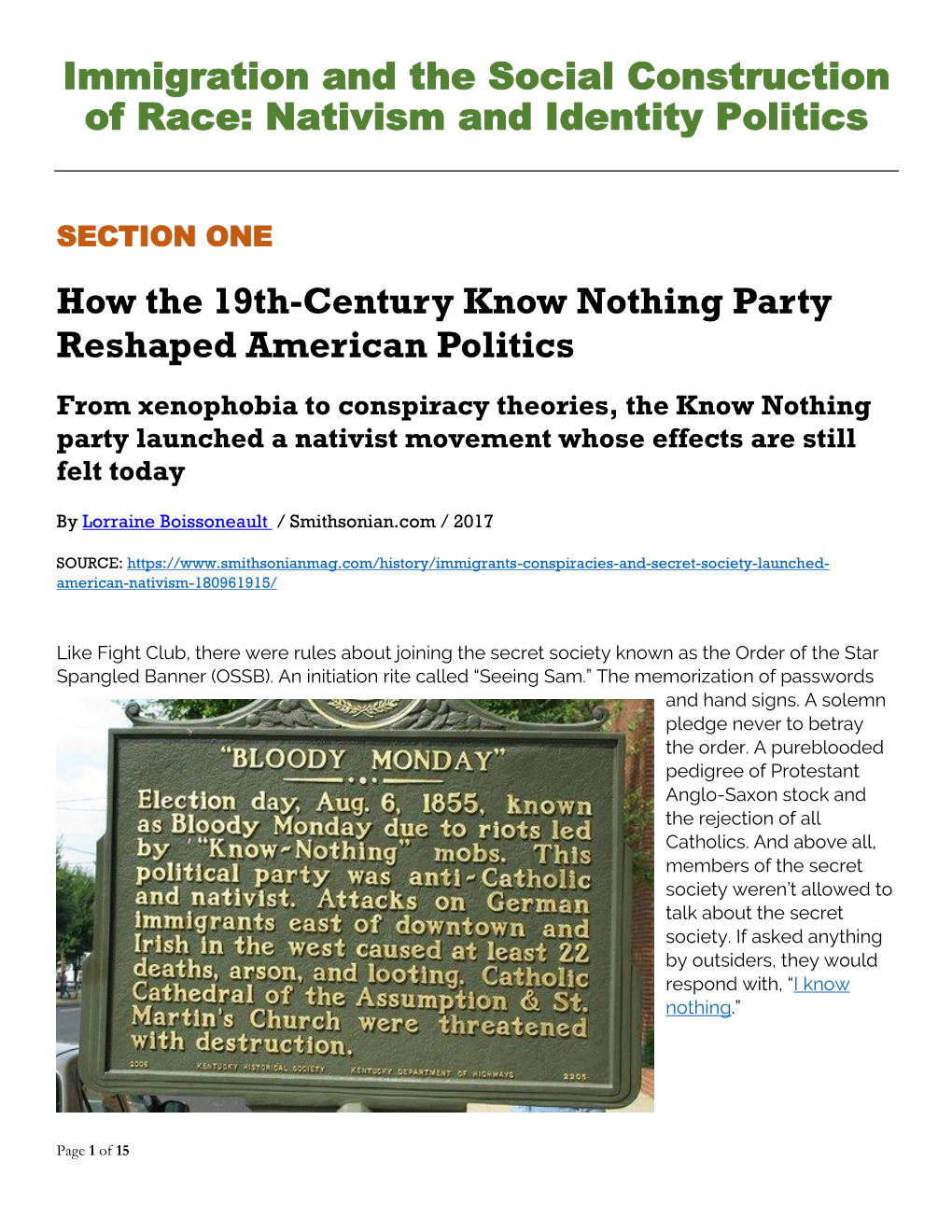 Nativism and Identity Politics How the 19Th-Century Know Nothing Party