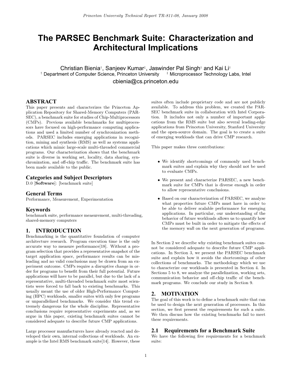 Characterization and Architectural Implications