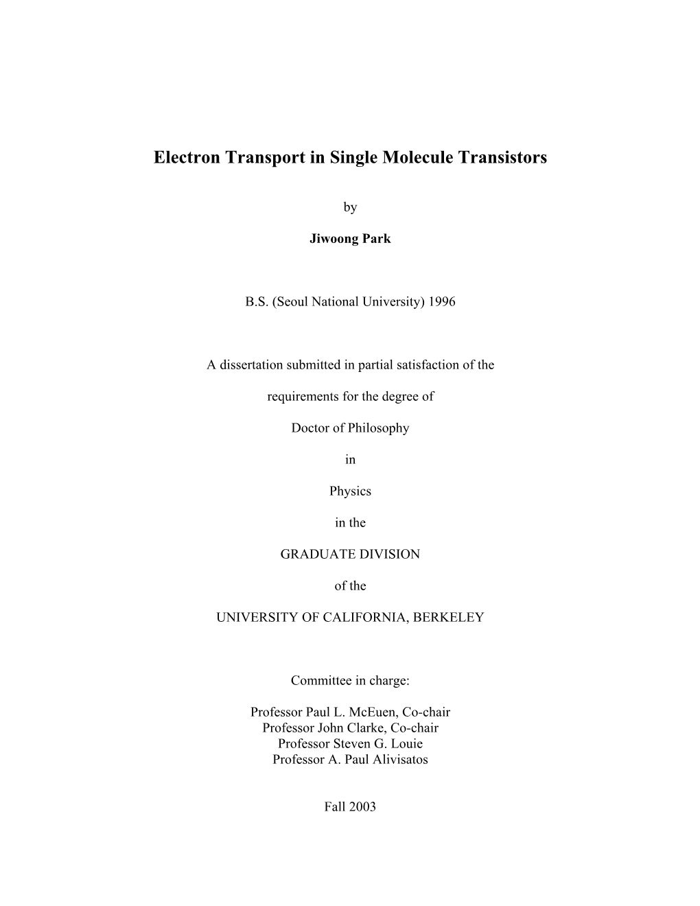 Electron Transport in Single Molecule Transistors