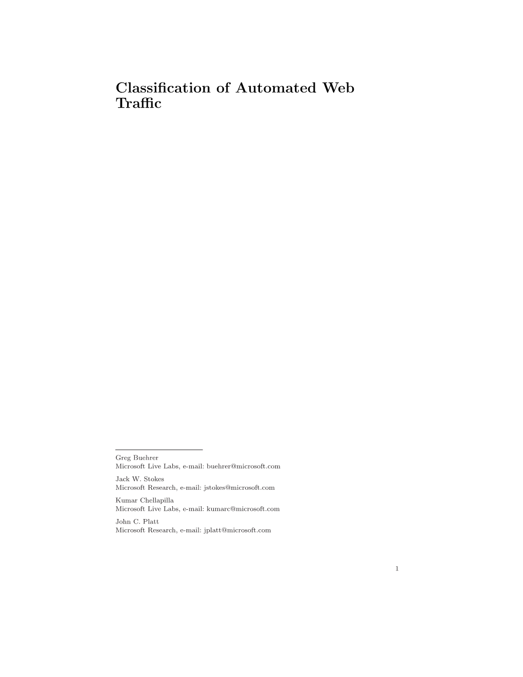 Classification of Automated Web Traffic