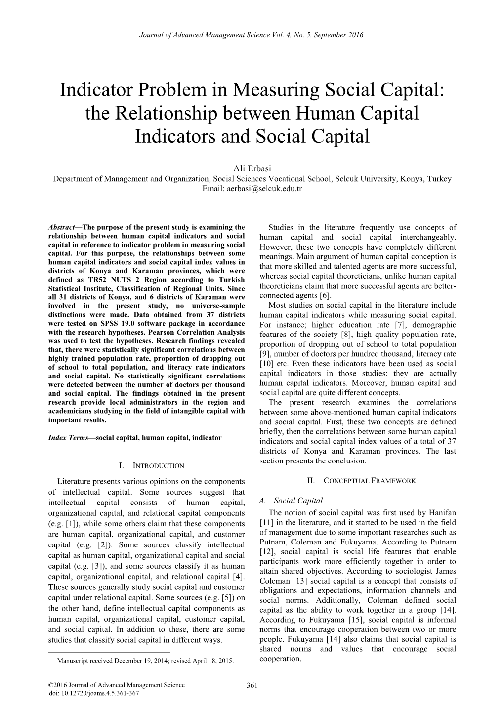 Indicator Problem in Measuring Social Capital: the Relationship Between Human Capital Indicators and Social Capital