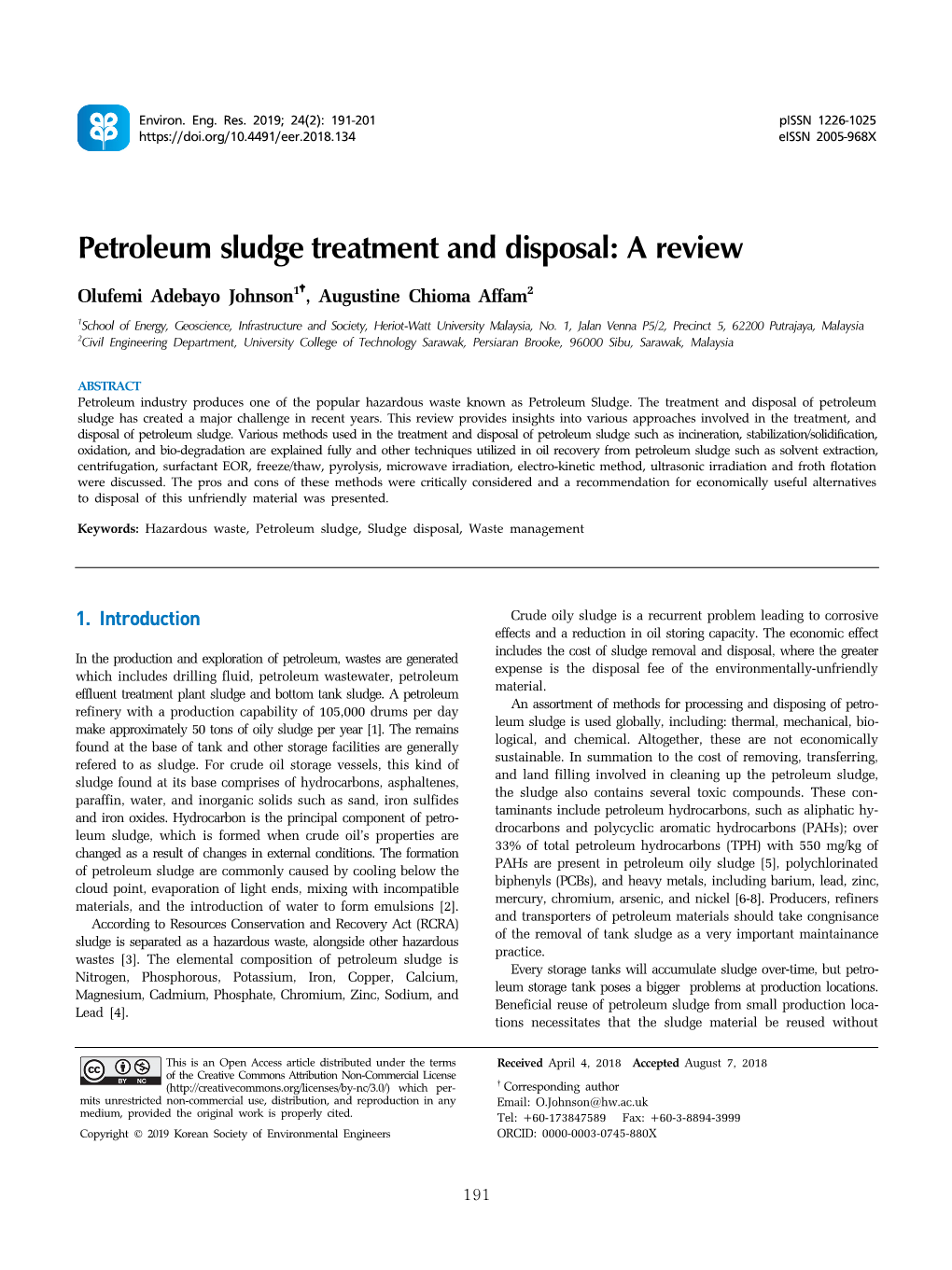 Petroleum Sludge Treatment and Disposal: a Review