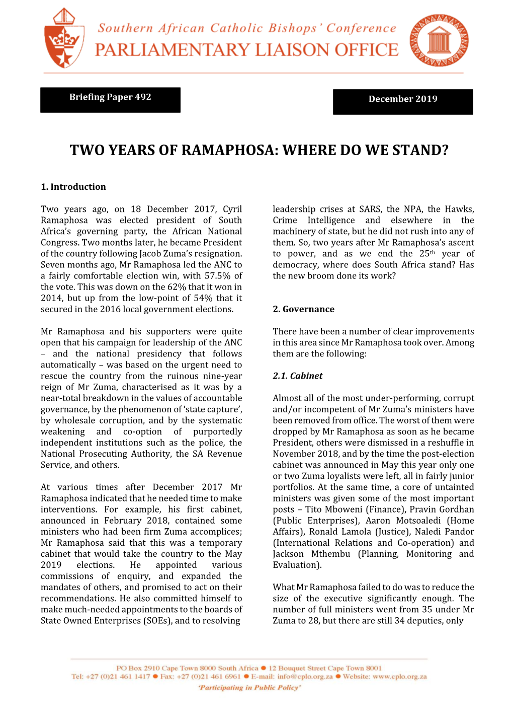 BP 492 Two Years of Ramaphosa- Where Do We Stand